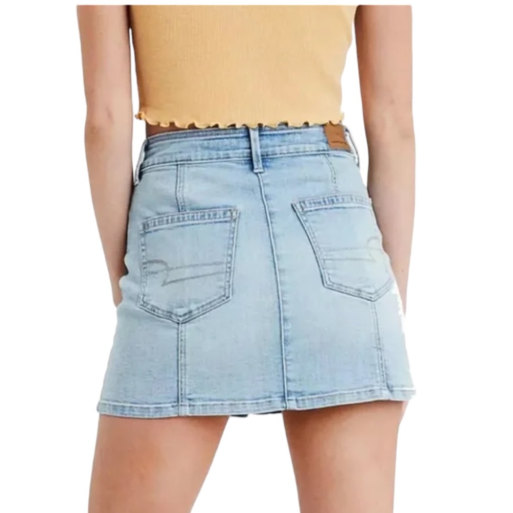 AMERICAN EAGLE: Women's Light Blue High-Waisted A-Line Denim Skirt -Size 4 - Picture 11 of 11